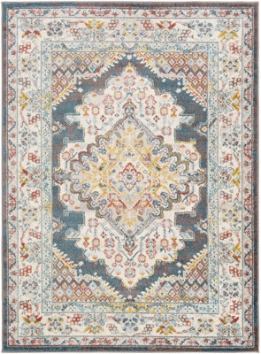 Livabliss Ankara-Vintage Brown Yellow Red Traditional Boho Living Dining Bedroom Rug 200 X 275 Cm Easy Care, Non Shedding - image 1
