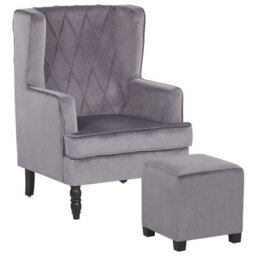 Beliani Retro Armchair Sandset Velvet Grey - thumbnail 1