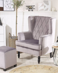 Beliani Retro Armchair Sandset Velvet Grey - thumbnail 2