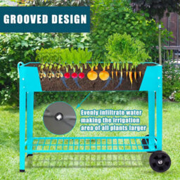Huhote Durable Metal Raised Garden Bed With Legs And Storage Shelf 101X28X80 Cm Blue - thumbnail 4