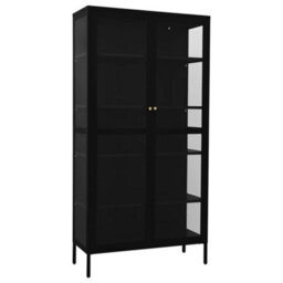 Berkfield Durable Display Cabinet Black 90X40X180 Cm Steel And Tempered Glass