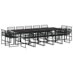 Walplus 15 Piece Garden Outdoor Dining Set Suitable For Backyard, Patio Black Poly Rattan - thumbnail 2
