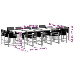 Walplus 15 Piece Garden Outdoor Dining Set Suitable For Backyard, Patio Black Poly Rattan - thumbnail 8