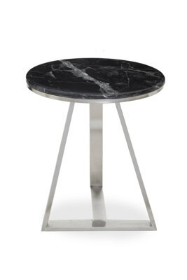Orsina Luxe Side Table With Black Marble Top, Elegant Bedside Table, Sturdy Small Table, Silver Rectangular Table - image 1