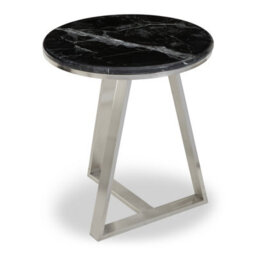 Orsina Luxe Side Table With Black Marble Top, Elegant Bedside Table, Sturdy Small Table, Silver Rectangular Table - thumbnail 5