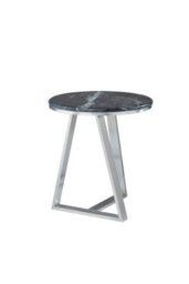 Orsina Luxe Side Table With Black Marble Top, Elegant Bedside Table, Sturdy Small Table, Silver Rectangular Table - thumbnail 2