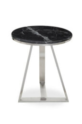 Orsina Luxe Side Table With Black Marble Top, Elegant Bedside Table, Sturdy Small Table, Silver Rectangular Table - thumbnail 1