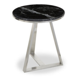 Orsina Luxe Side Table With Black Marble Top, Elegant Bedside Table, Sturdy Small Table, Silver Rectangular Table - thumbnail 4