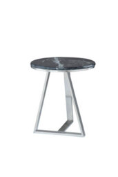 Orsina Luxe Side Table With Black Marble Top, Elegant Bedside Table, Sturdy Small Table, Silver Rectangular Table - thumbnail 3