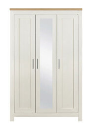 3 Door Mirror Wardrobe Cream Oak Birlea Highgate Farmhouse Shabby Chic - thumbnail 4