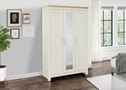 3 Door Mirror Wardrobe Cream Oak Birlea Highgate Farmhouse Shabby Chic - thumbnail 7