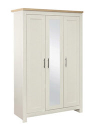 3 Door Mirror Wardrobe Cream Oak Birlea Highgate Farmhouse Shabby Chic - thumbnail 3