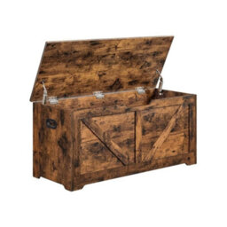 Songmics Vasagle Storage Chest, Storage Bench, Toy Chest Box Organiser With Safety Hinges, Shoe Bench, Barn Style, 100 X 40 X 46 Cm - thumbnail 2