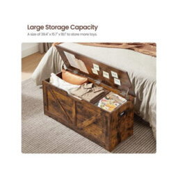Songmics Vasagle Storage Chest, Storage Bench, Toy Chest Box Organiser With Safety Hinges, Shoe Bench, Barn Style, 100 X 40 X 46 Cm - thumbnail 4