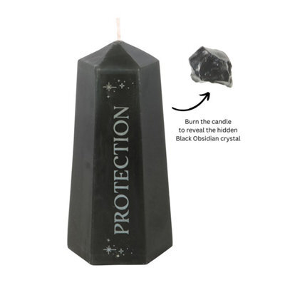 Protection Crystal Candle With Black Obsidian - Energy Shield & Clarity - image 1
