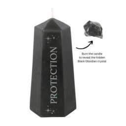 Protection Crystal Candle With Black Obsidian - Energy Shield & Clarity