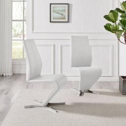Furniturebox Uk 6 Seater Dining Set - Enna White Glass & Chrome Extendable Dining Table & Chairs - 6 White Leather Willow Chairs - thumbnail 5