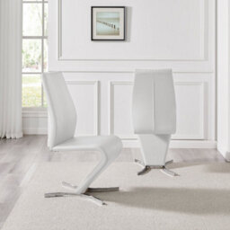 Furniturebox Uk 6 Seater Dining Set - Enna White Glass & Chrome Extendable Dining Table & Chairs - 6 White Leather Willow Chairs - thumbnail 6