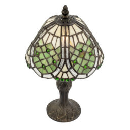 Happy Homewares Classic Hand Crafted Round Beaded Tiffany Table Lamp In Toned Green - thumbnail 5