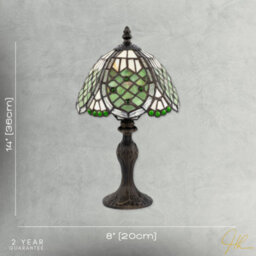 Happy Homewares Classic Hand Crafted Round Beaded Tiffany Table Lamp In Toned Green - thumbnail 7