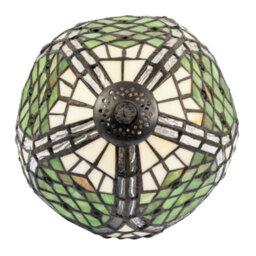 Happy Homewares Classic Hand Crafted Round Beaded Tiffany Table Lamp In Toned Green - thumbnail 3
