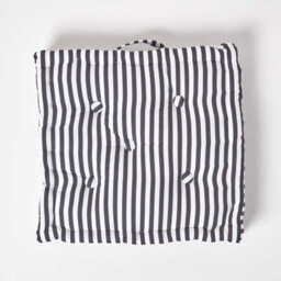 Homescapes Cotton Black Thin Stripe Floor Cushion, 50 X 50 Cm - thumbnail 3