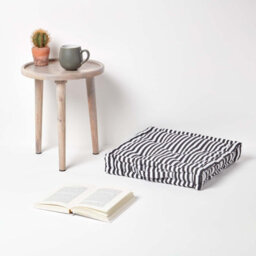 Homescapes Cotton Black Thin Stripe Floor Cushion, 50 X 50 Cm - thumbnail 2