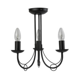 Modern Classic Matt Black 3 Arm Ceiling Light Fitting Chandelier Bedroom Lounge - thumbnail 1