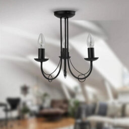 Modern Classic Matt Black 3 Arm Ceiling Light Fitting Chandelier Bedroom Lounge - thumbnail 4