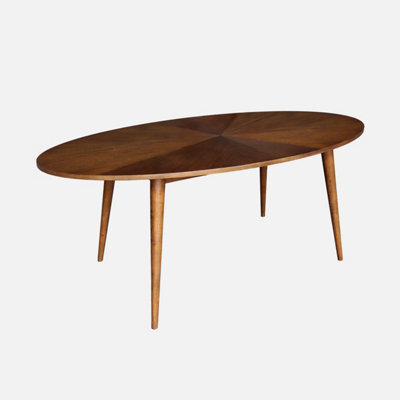 Sweeek - Oval Dining Table In Rubberwood And Oak Veneer    Walnut Finish Seats 6    L 190 X W 100 X H 75 Cm    Diane - image 1