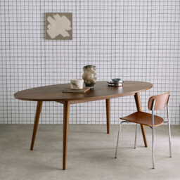 Sweeek - Oval Dining Table In Rubberwood And Oak Veneer    Walnut Finish Seats 6    L 190 X W 100 X H 75 Cm    Diane - thumbnail 3