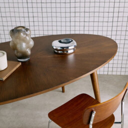 Sweeek - Oval Dining Table In Rubberwood And Oak Veneer    Walnut Finish Seats 6    L 190 X W 100 X H 75 Cm    Diane - thumbnail 4
