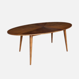 Sweeek - Oval Dining Table In Rubberwood And Oak Veneer    Walnut Finish Seats 6    L 190 X W 100 X H 75 Cm    Diane - thumbnail 1