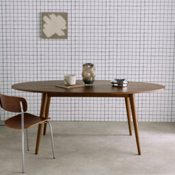 Sweeek - Oval Dining Table In Rubberwood And Oak Veneer    Walnut Finish Seats 6    L 190 X W 100 X H 75 Cm    Diane - thumbnail 2
