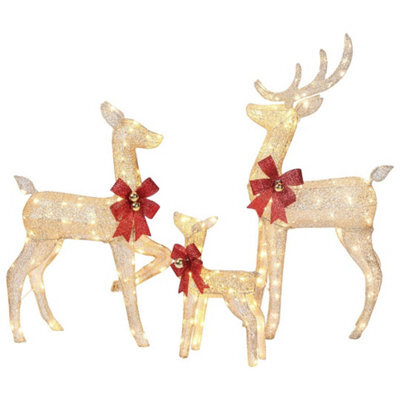 4Ft (1.2M) Reindeer Family Set Of 3 With 210 Led Lights Christmas Decoration - image 1