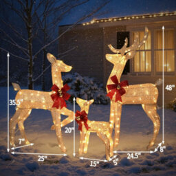 4Ft (1.2M) Reindeer Family Set Of 3 With 210 Led Lights Christmas Decoration - thumbnail 2