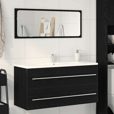 Berkfield Bathroom Sink Cabinet Black Oak 100X38.5X48 Cm Engineered Wood - image 1