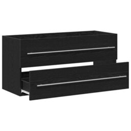 Berkfield Bathroom Sink Cabinet Black Oak 100X38.5X48 Cm Engineered Wood - thumbnail 5