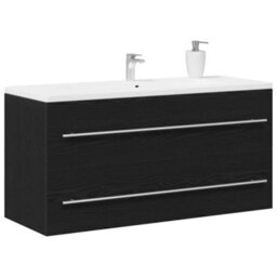 Berkfield Bathroom Sink Cabinet Black Oak 100X38.5X48 Cm Engineered Wood - thumbnail 4