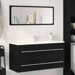 Berkfield Bathroom Sink Cabinet Black Oak 100X38.5X48 Cm Engineered Wood - thumbnail 1