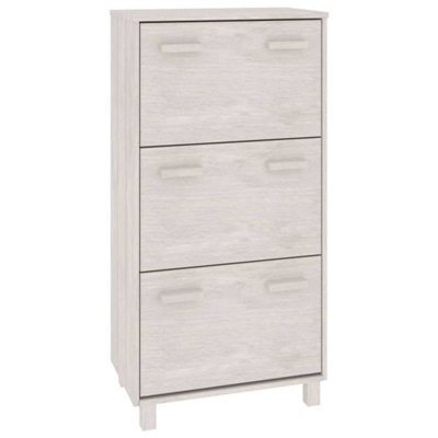 Vidaxl Shoe Cabinet Hamar White 59.5X35X117 Cm Solid Wood Pine - image 1