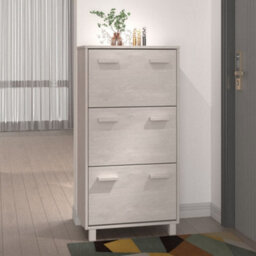 Vidaxl Shoe Cabinet Hamar White 59.5X35X117 Cm Solid Wood Pine - thumbnail 2