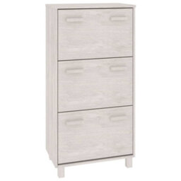 Vidaxl Shoe Cabinet Hamar White 59.5X35X117 Cm Solid Wood Pine