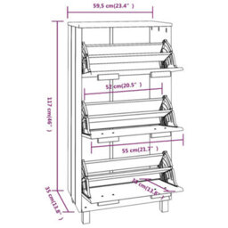 Vidaxl Shoe Cabinet Hamar White 59.5X35X117 Cm Solid Wood Pine - thumbnail 3