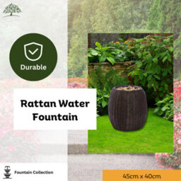 Solar Fountain Water Feature Rattan Effect Garden Outdoor Decor Patio 45Cm - thumbnail 3