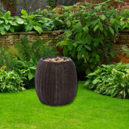 Solar Fountain Water Feature Rattan Effect Garden Outdoor Decor Patio 45Cm - thumbnail 6