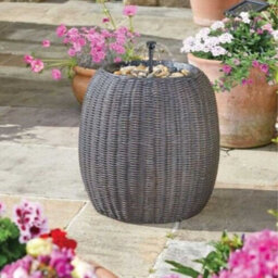 Solar Fountain Water Feature Rattan Effect Garden Outdoor Decor Patio 45Cm - thumbnail 1
