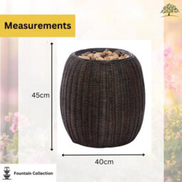 Solar Fountain Water Feature Rattan Effect Garden Outdoor Decor Patio 45Cm - thumbnail 5