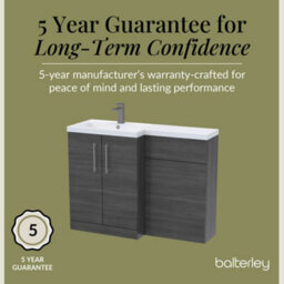 Balterley Left-Hand Bathroom Vanity And Wc Unit Combination With Basin - 1100mm - Woodgrain Anthracite With Brushed Pewter Handles - thumbnail 6