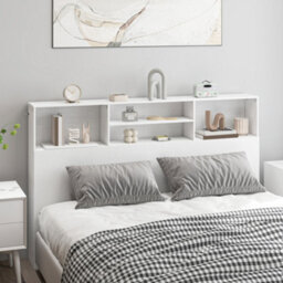 Homcom King Size Headboard With Storage And 4 Open Compartments, White - thumbnail 2